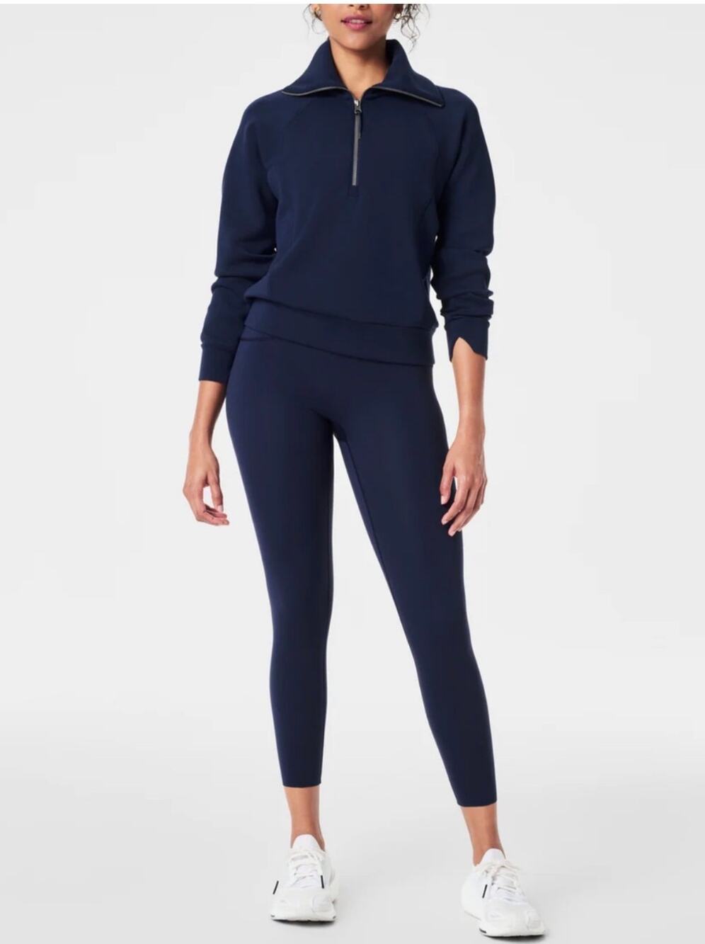 Spanx Leggings Womens XL Blue Navy Booty Boost 7/8 High Waisted Athletic Sporty